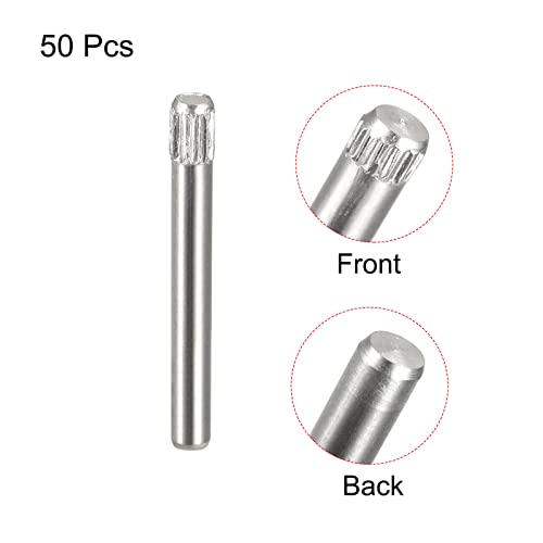 uxcell 2x18mm 304 Stainless Steel Dowel Pins, 50Pcs Knurled Head Flat Chamfered End Dowel Pin, Wood Bunk Bed Shelf Pegs Support Shelves Fasten Elements - size: 2x18mm