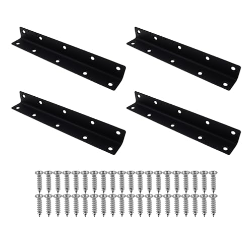 Long L Bracket,ULIFESTAR Black Corner Brace Brackets,Stainless Steel Corner Brackets,Heavy Duty Shelf Bracket,Metal Right Angle Bracket for Wood,200*27mm/7.87*1.06''4 PCS - size: 200*27mm/7.87*1.06''