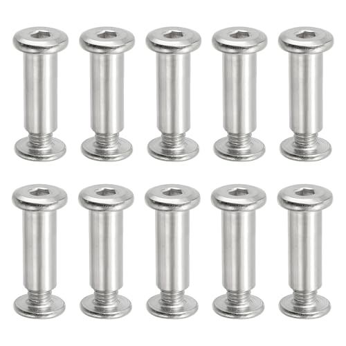 PATIKIL Hex Chicago Screws, 10 Sets Binding Screw Posts M6 x 20 mm Connecting Hex Drive Socket Cap Bolt Nuts for Scrapbook Leather Belt Album Photo Furniture Repair, Silver - size: M6 x 20
