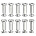 PATIKIL Hex Chicago Screws, 10 Sets Binding Screw Posts M6 x 20 mm Connecting Hex Drive Socket Cap Bolt Nuts for Scrapbook Leather Belt Album Photo Furniture Repair, Silver - size: M6 x 20
