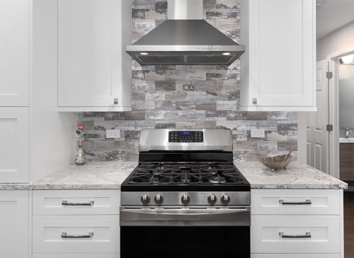 StyloVue 100 Pieces Peel and Stick Backsplash for Kitchen, 3" x 6" PVC Subway Tile Upgraded Distressed Wood Backsplash Stick on Tile Elevate Kitchen, Bathroom, Fireplace,RV - color: Distressed Wood