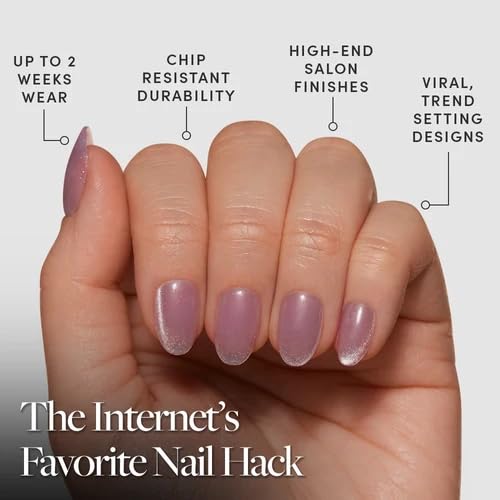 Glamnetic Press On Nails - Short Oval, Velvet Fake Nails 30 Pc Full Kit - color: 2D - Fairy Dust