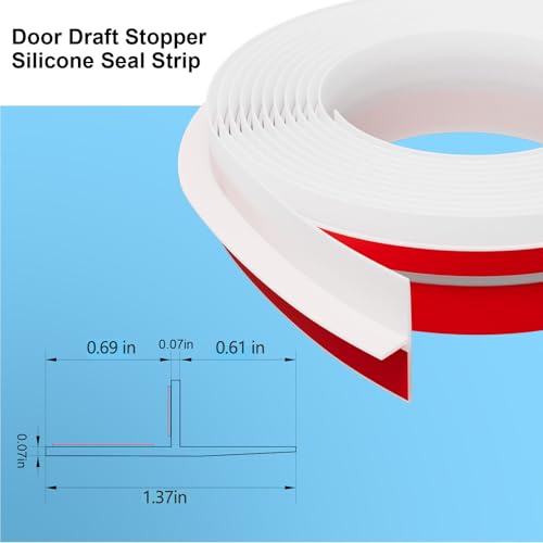 Elvone T-Shaped Weather Stripping Seal, White Silicone, 1.37 in x 40 ft - color: White, size: 40FTX1.37IN