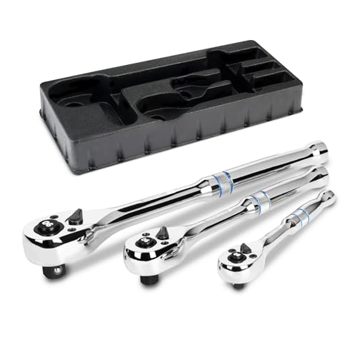DURATECH 3-Piece Drive Ratchet, 90-Tooth Quick-Release Ratchet Wrench - size: Combo Kit (Plastic Tray)