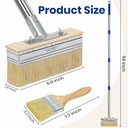MAVRIZ Deck Stain Brush with 59" Long Handle, Heavy Duty Large Deck Stain Applicator with 3" Small Paint Brush Set for Staining Wood, Fence, Wall, Furniture