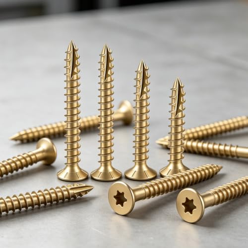 Wensilon #4 * 1" Yellow Deck Screws 907pcs 2 lbs 3x25mm - color: Yellow, size: #4*1"