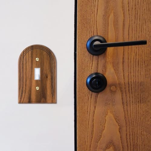 DoubleFill 4 Pcs Walnut Wood Switch Cover,13 * 8.2cm,Arch Single Toggle - color: Arch Single Toggle, size: 13 x 8.2 cm