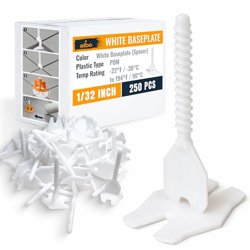 ALBO Tile Leveling System Base Plates 1/32" - 250 PCS - Professional Floor & Wall Spacers, Anti-Lippage Installation Clips for All Tile Formats, Self-Leveling Spacer System - style: Spacer 1/32" 250 PCS