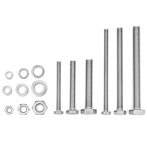 164Pcs M6/M8/M10 Hex Nuts Bolts Set 304 Stainless Steel Long Bolts - color: K13 Long Sets-Silver