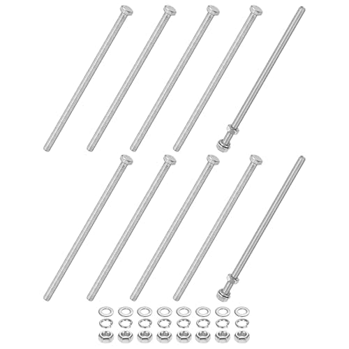 M METERXITY 10-Pack Hex Head Screw Bolt with Nuts Flat & Lock Washers M5x120mm Stainless Steel Bolts and Nuts Kit Fully Threaded Metric Bolt Assortment for Equipment/Machinery - size: M5x120mm