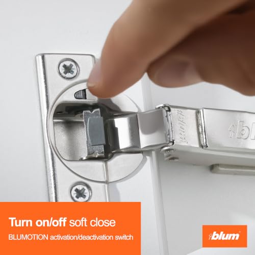 Blum Clip top BLUMOTION Hinge Kit (1 Kit), Full Overlay, 110° Opening Angle, Steel, Soft Close Euro-Style Hinges with Clip Mounting Plate for Frameless Cabinets - size: 1 Kit