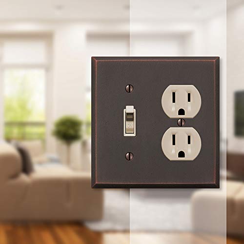 Amerelle Manhattan Single Toggle/Single Duplex Cast Metal Wallplate in Aged Bronze - size: 1 Toggle / 1 Duplex