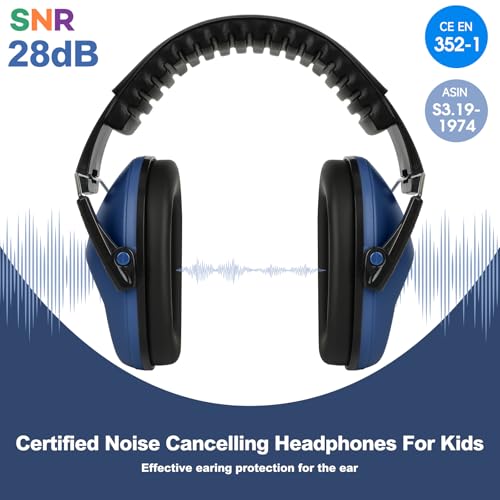 Floriogra Noise Cancelling Headphones for Kids/Toddler 28dB SNR Ear Muffs - color: Dark Blue