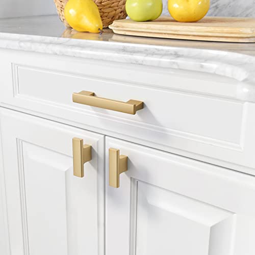 Asidrama 10 Pack 3 Inch(76mm) Brushed Gold Cabinet Pulls Kitchen Cabinet Handles Gold Cabinet Pulls Cabinet Hardware for Cupboard Drawer - color: Gold, size: 3" Hole Center(76mm)