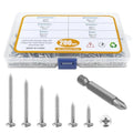 200PCS #8 Wood Screws Assortment Kit, 304 Stainless Steel Screws, Drive Sheet Metal Self Tapping Screws with Screwdriver Bit, 6 Sizes (2”,1-1/2”,1-1/4”,1”,3/4”,1/2”) - style: Silver #8 Pan Head Set 200PCS