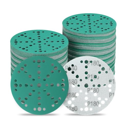 TUGUDET 6 Inch 49 Hole Wet Dry P180 Grit Sanding Discs - 50 Pack Box - color: 180 Grit, size: 6 Inch 49 Hole