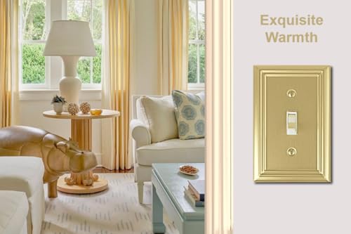 OKAWYC Single Toggle Light Switch Cover Adler Metal Wall Plate, 4-Pack Brushed Brass 1 Gang, for Light Switch Cover Decorative Wallplate, Durable - size: 1 Toggle