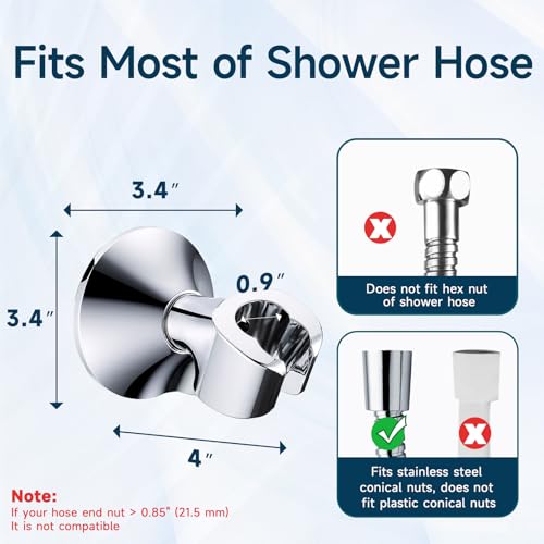 BRIGHT SHOWERS Strong Adhesive Shower Head Holder with Dual Angle Adjustable, Wall Mounted Handheld Shower Bracket, Easy Installation, Screw Mounting Options, Chrome - color: Chrome, style: Adhesive & Screw - 2 Angles