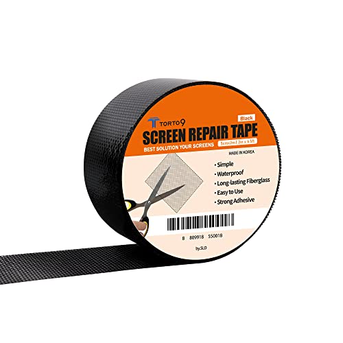 TORTO9 Window Screen Repair Kit, 3-Layer Strong Adhesive & Waterproof Tape Fiberglass Covering mesh (Black, 2 Inch x 6.5 FT) - color: Black, size: 2 Inch x 6.5 FT
