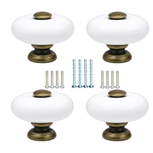 4-Pack Ceramic Round Cabinet Knob 1.3 Inch in Antique Bronze Finish - size: 1.3inch-4Pcs