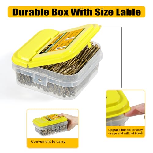 #8 x 1-5/8" Multi-Purpose Wood Deck Screw for Interior and Exterior,Bugle Head Golden Coated with T15 Bit Star Drive Torx Furniture Building/Fence/Decking(915Pcs,5LBS) - size: #8 x 1-5/8"