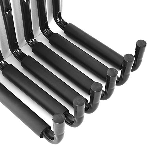 Garage Storage Utility Hooks, 9" Jumbo Ladder Wall Hnger, 6 Pack Black