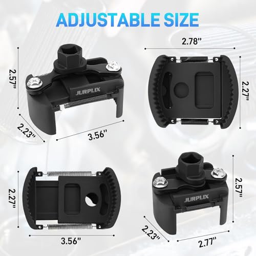 Universal Adjustable Oil Filter Wrench– 2-3/8 to 3-1/8 Inch (60-80mm) Cap Style Tool, 1/2" Drive Removal Tool with Non-Slip Serrated Jaws – Fits Small to Medium Spin-on Filters, UTVs, JetSkis - size: 60-80 mm (1 Piece)