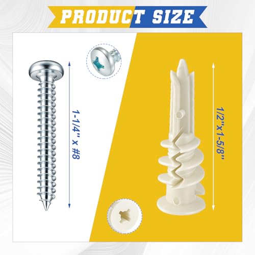 Glooglitter 400 Pcs #8 Self Drilling Drywall Anchors and Screws Kit - style: Expansion Anchor with Split