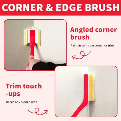 14 Pcs Paint Edger Tool Kit Red Edge Painting Tools for Walls Ceilings - color: Red