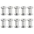 PATIKIL Hex Chicago Screws, 10 Set Binding Screw Posts M6 x 12 mm Connecting Hex Drive Socket Cap Bolt Nuts for Scrapbook Leather Belt Album Photo Furniture Repair, Silver - size: M6 x 12