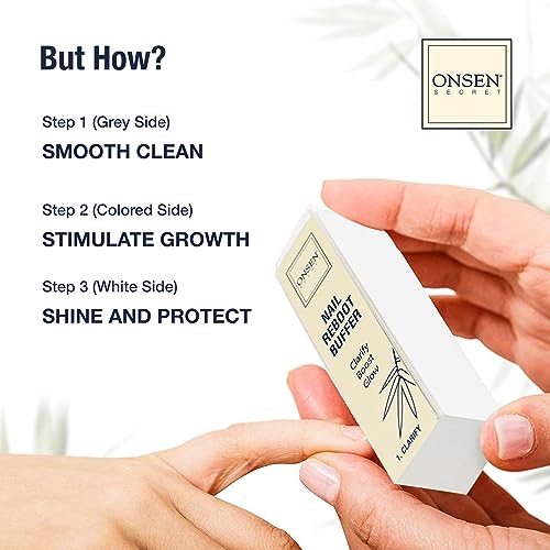 Onsen Japanese Nail Shape & Shine Kit | 3-Way Nail Buffer Block w/ 2 Extra Pads & 6-Pack Professional File 120/180 Grit for Natural and Acrylic Nails | Shape and Shine Series - Super Value Bundle - size: Buffer + 6 Nail Files