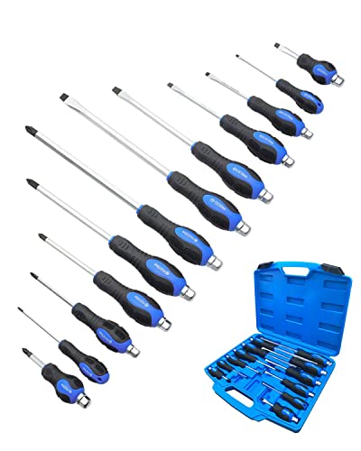 ROTATION 12pc Magnetic Screwdriver Set, with Go-Thru Steel Blades - color: Black