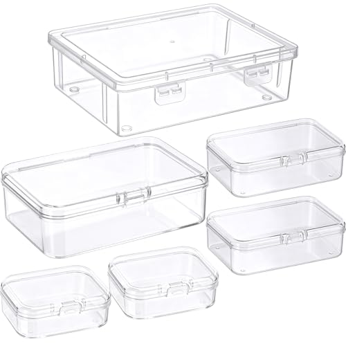 Jetec 6 Pieces Small Clear Plastic Storage Box, 4 Size - size: Mixed Sizes