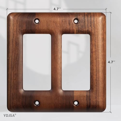 Two Light Switch Cover Plate Solid Walnut Decorative 2-Gang Light Switch Cover, Premium Wooden Wall Plate - color: Walnut wood, size: Double Toggle
