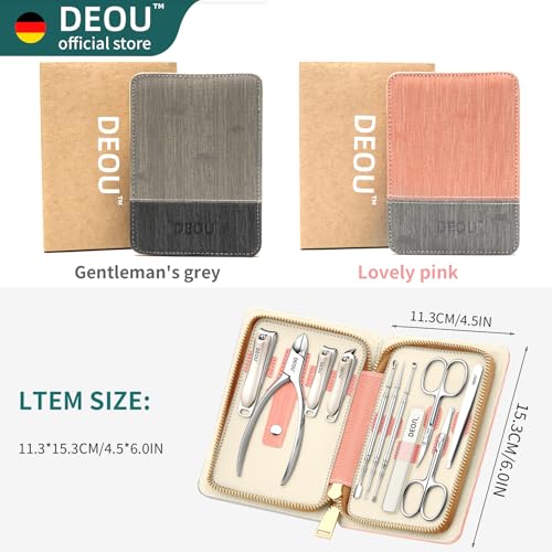 DEOU Manicure Sets Nail Clippers Stainless Steel Manicure and Pedicure kit Girls Professional Nail Files and Men's Grooming Scissors Tools for Home Personal Care or Gifts (Gray upgraded version) - color: Gray Upgraded Version