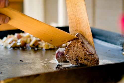 Earlywood 13 inch Handmade Wood Cooking Utensil for Kitchen, Multi-Purpose Scraper and Egg Turner, Cast Iron Scraper and Saute Spatula - Made in USA - Jatoba - size: 13 inch