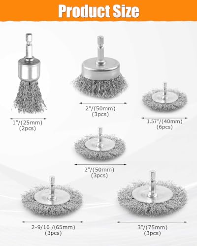 20 PCS Carbon Steel Wire Wheel Cup Brush Set with 1/4" Hex Shank - style: 20pcs(Carbon Steel Wire)