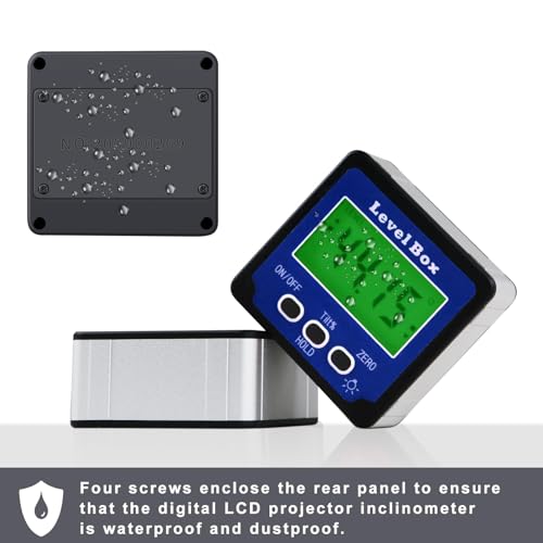 Digital Inclinometer Angle Finder Gauge, IP54 Digital Electronic Protractor Bevel Gauge, Inclinometer Angle Cube Level Box with LCD screen for Woodworking, Table Saw and etc (Blue)
