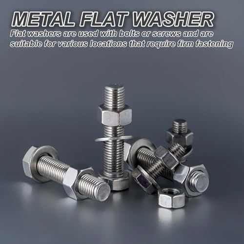 PATIKIL #10 304 Stainless Steel Flat Washers, 50 Pcs Round Metal Washer Small Spacer for Screws Bolts Nuts Assortment (2/9" ID x 1/2" OD) - size: #10 (2/9" ID x 1/2" OD)