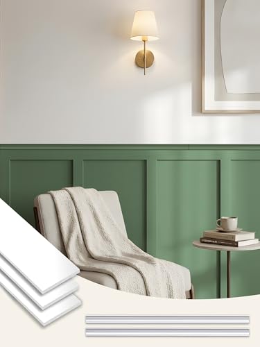 Upick Board and Batten Wainscoting Panels, Paintable, 94" x 54", White - size: 94x54 IN