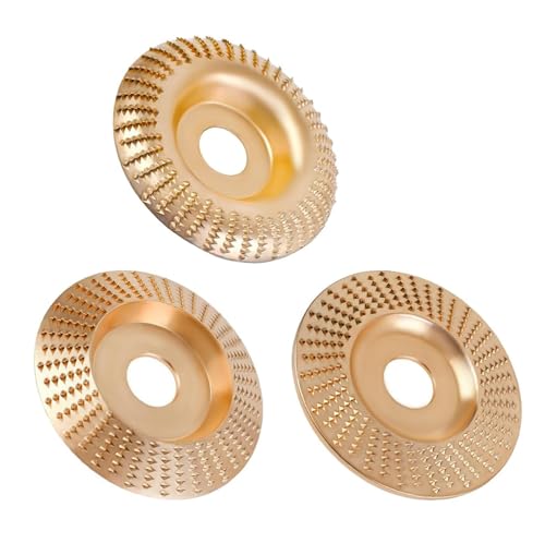 3Pcs Wood Carving Disc Set Woodworking Disc for 4" Angle Grinder Flat+Inclined+Curved Surface for Woodworkers Wood Accuracy Cutting Shaping and Sanding