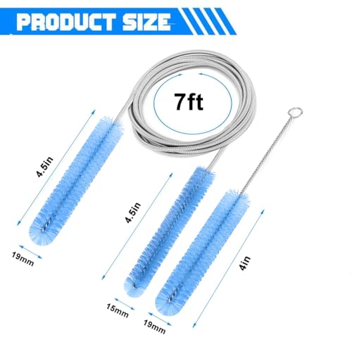 CPAP Hose Brush Durable cpap Tube and Mask Cleaning Brush, 7-Foot CPAP Hose Cleaner for 19mm(Standard 22mm), 15mm Diameter Tubes, 7-Inch Handy CPAP Brush for Mask, Water Chamber (Light Blue)
