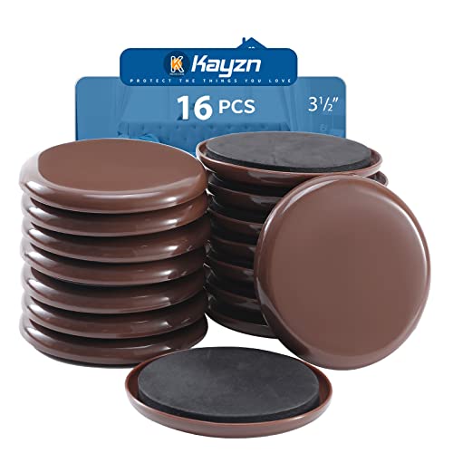 Furniture Sliders for Carpet,16 PCS Heavy Duty Furniture Moving Pads,3.5" Reusable Furniture Movers Sliders for Protect Carpet Surfaces, Move Heavy Furniture Easy and Quickly! - size: 16pcs 3.5" Brown
