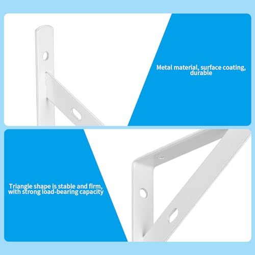 8 Pcs Heavy Duty Floating Metal Shelf Brackets, L Shaped Wall Mount Shelves Support Angle Brackets (3.7 x 6 inch White) - size: 3.7 x 6 inch White