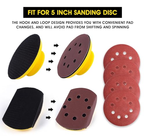 S SATC Sanding Blocks 5 Inch Hook and Loop Sanding Block 2 PCS Round and Mouse Hand Sanding Block for Wood Furniture Restoration Home Arts and Crafts - style: 2 PCS Sanding Block