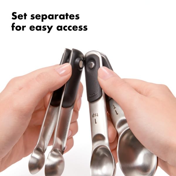 OXO Good Grips 4 Piece Stainless Steel Measuring Spoons with Magnetic Snaps - size: 4 count, style: Spoons