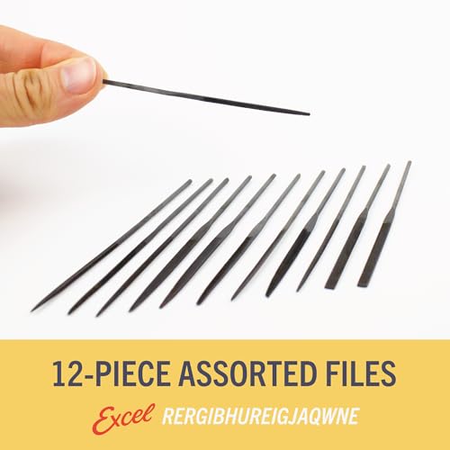 Excel Blades 6-Piece Mini File Set – High Carbon Steel Files for Woodworking, Jewelry, Cosplay, Metal & Hobby Use – Includes Flat, Half-Round, Round, Square, Knife & Equaling Files - style: File Set