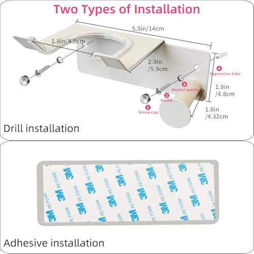 Hair Dryer Holder, HairDryer Holder Wall Mounted, Self Adhesive Blow Dryer Holder, Stainless Steel Hair Dryer Holder, Hairdryer Holder for Bathroom White - color: White