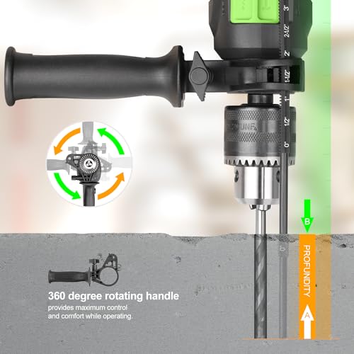GALAX PRO 4.5Amp 0-3000RPM Corded Hammer Drill with 12 Variable Speed - style: Hammerdrill with 5pcs drill Bit