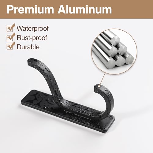 Adhesive Wall Hooks for Towel/Coat,13Lb Strong Stick-On Hooks,Black 10 Pack - color: Black, size: 10 Pack